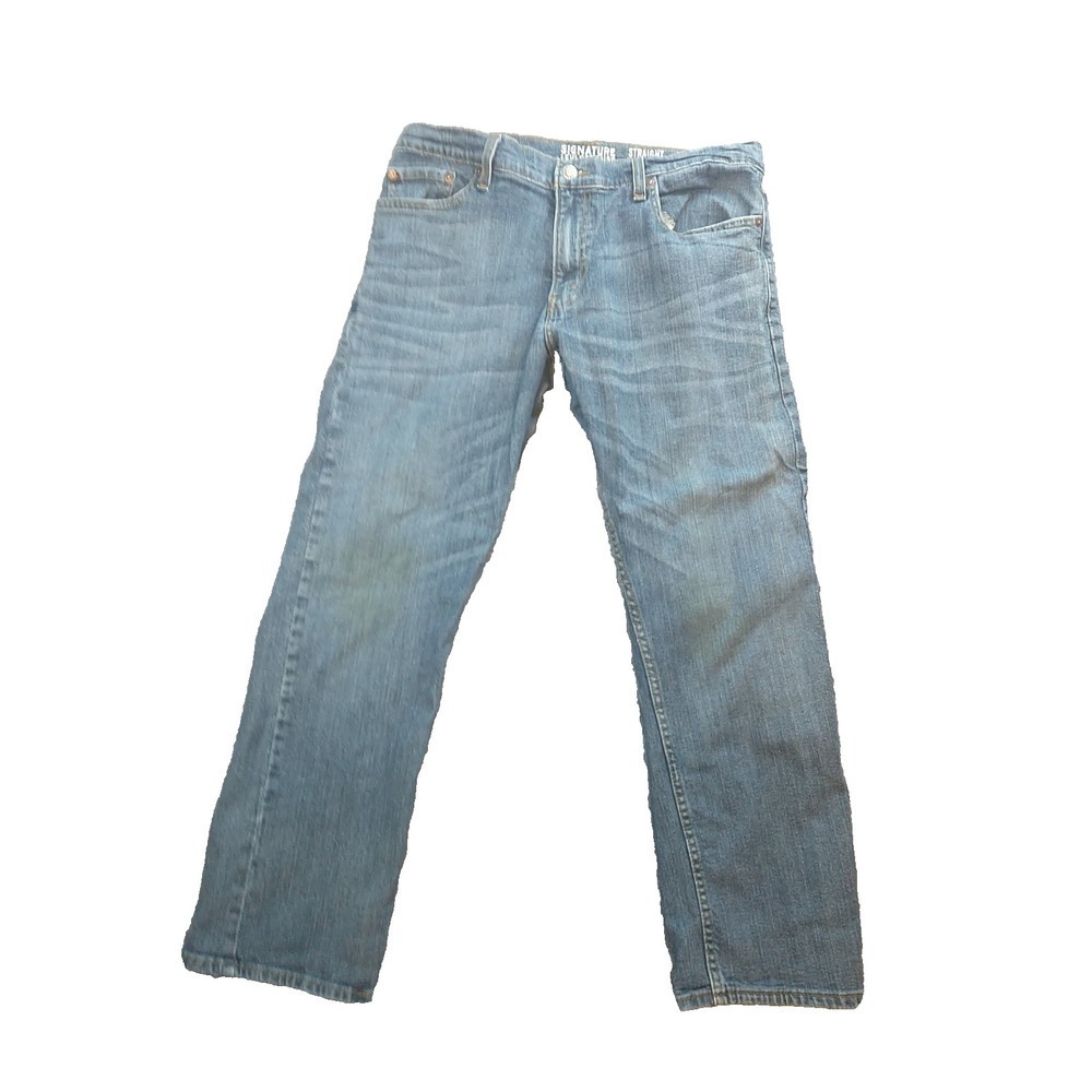 Signature by Levi Strauss & Co Mens Straight Leg Jeans Blue Denim 34x29 Medium